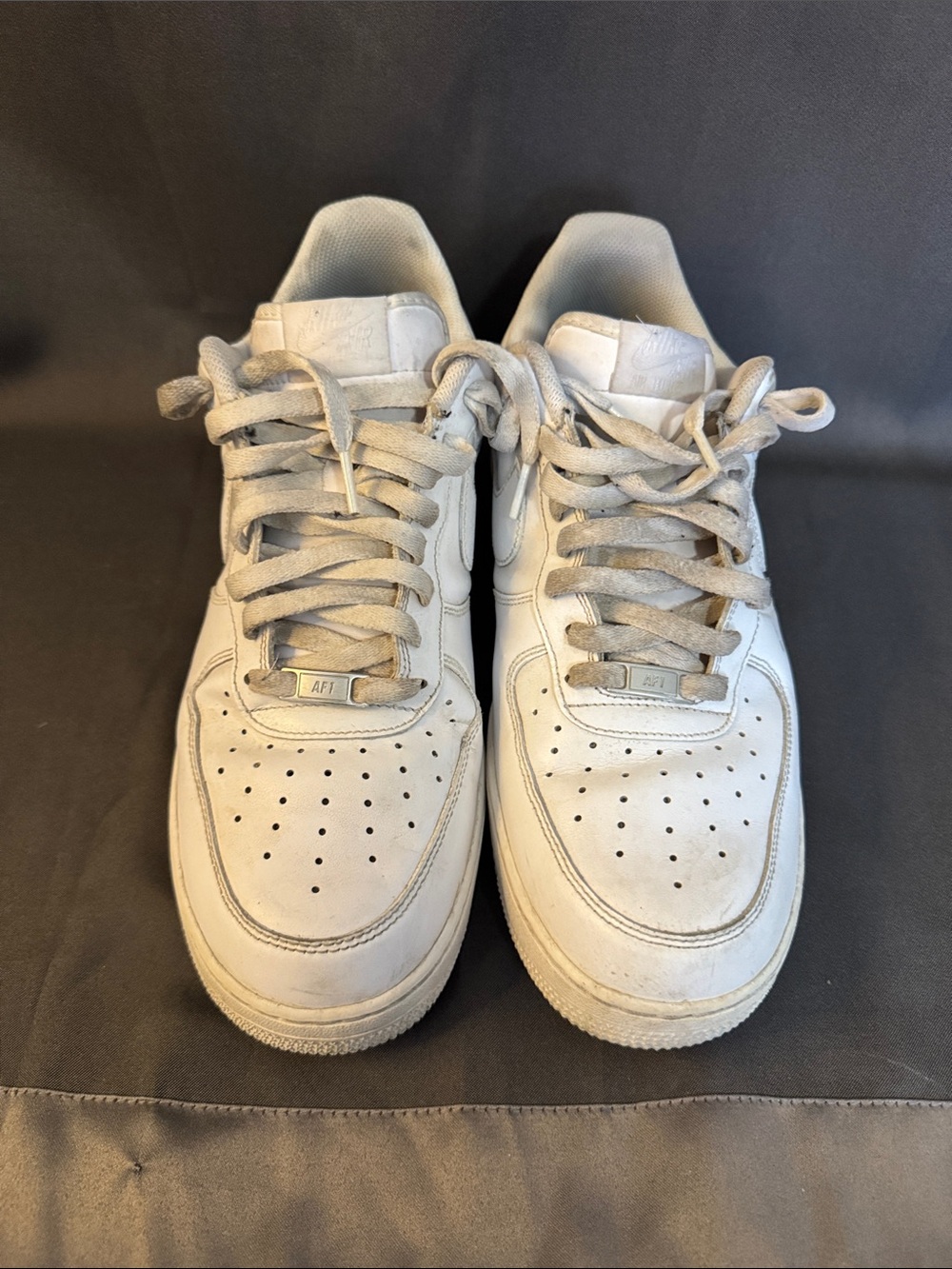 White Nike Af-1 Low-Top Leather Sneakers - Classic Perforated Toe